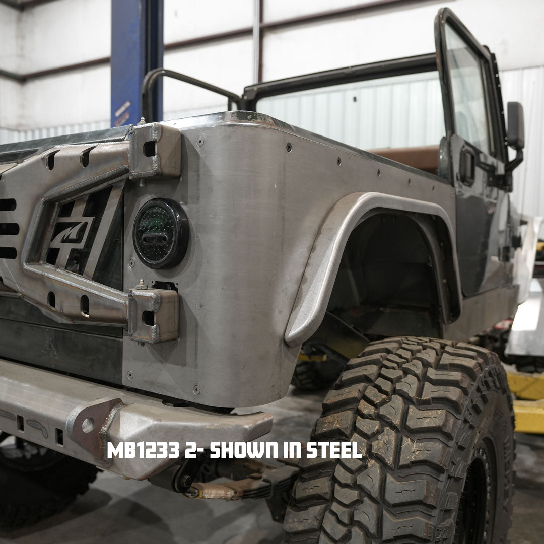 Hatchet Rear Fenders 2" Flare 37-s for Jeep CJ / YJ / TJ - Aluminum